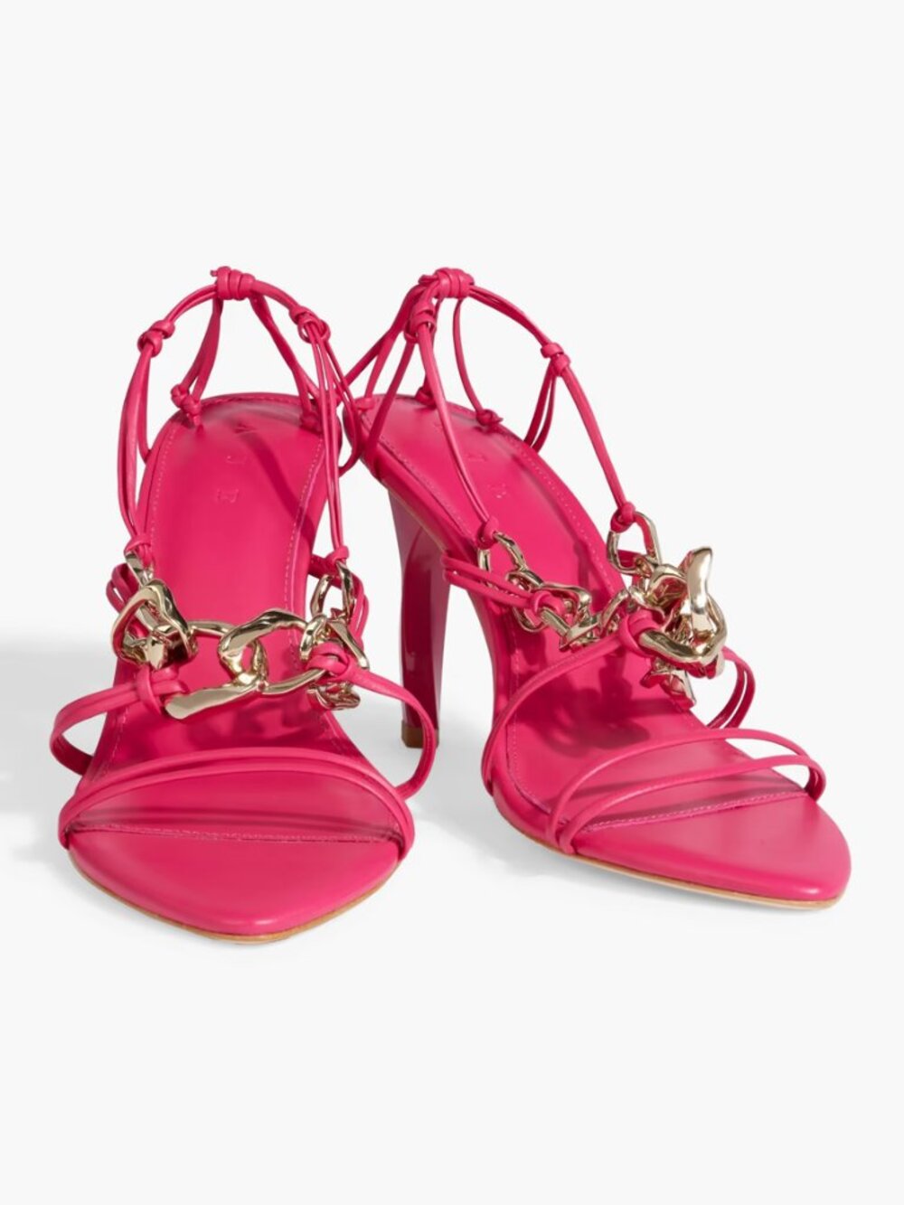 AJE Astrid Leather Sandals in Fuchsia and Gold Chains Size 6 Brand New NWT NIB